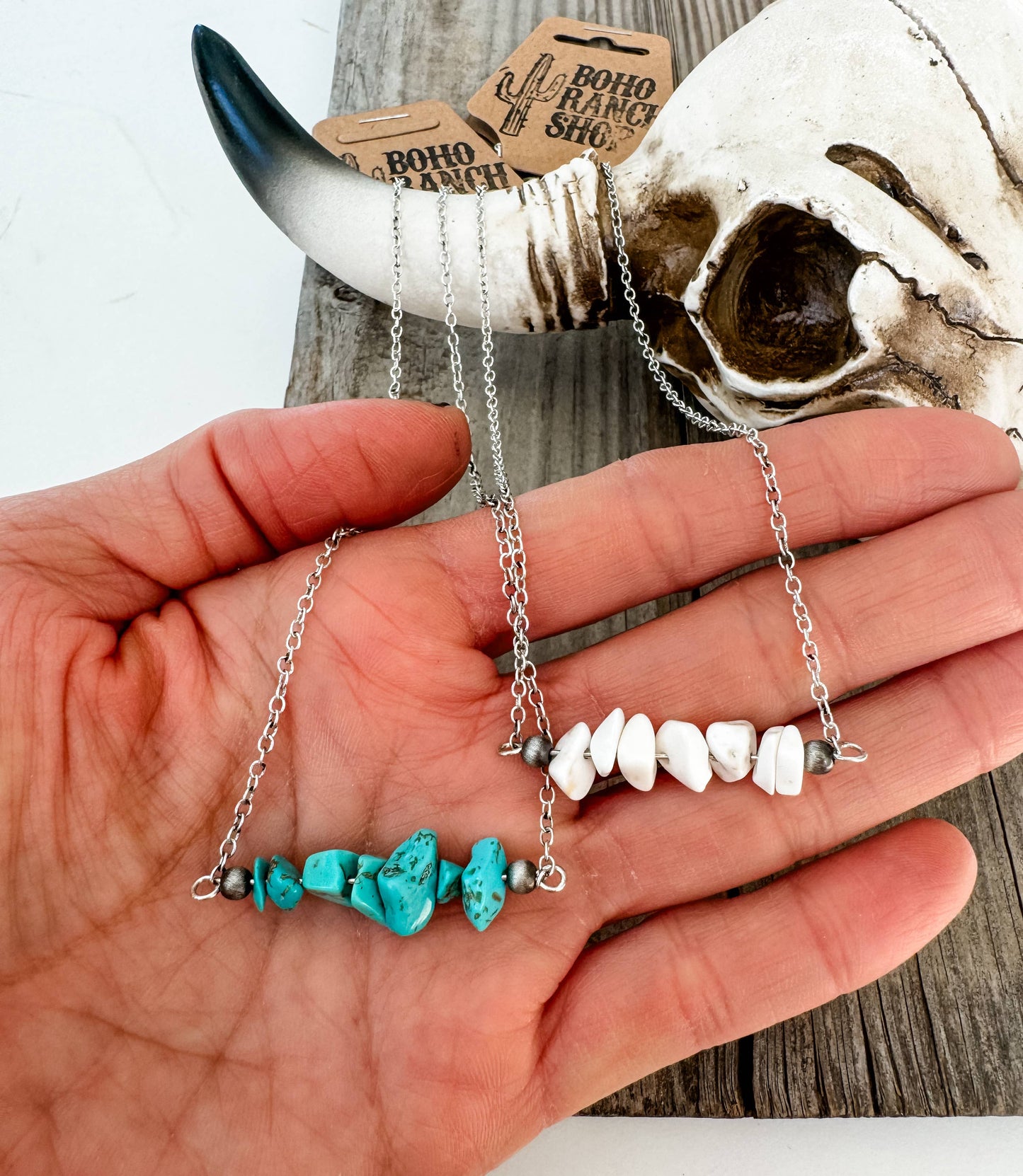 Bar Chip Stone Necklace -
