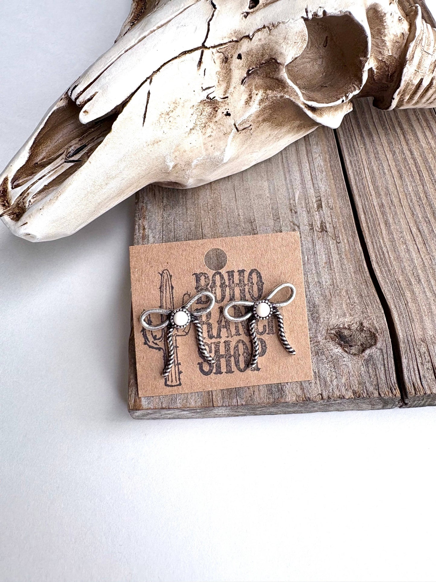Coquette Bow Stone Stud Earrings