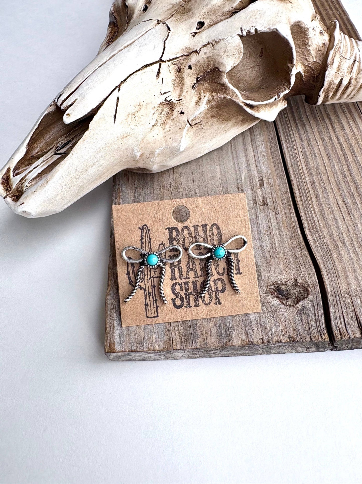 Coquette Bow Stone Stud Earrings