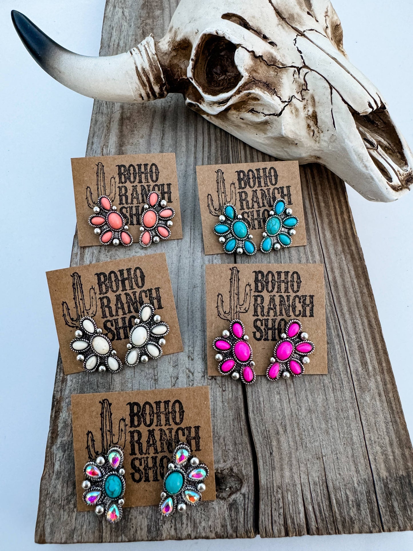 Oval Stone Stud Earrings