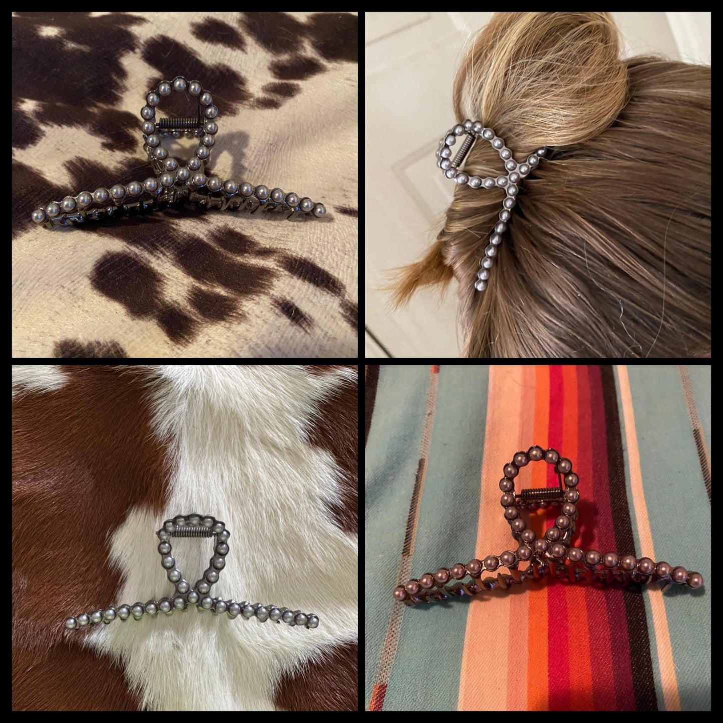 Faux Navajo Pearl Claw Clips