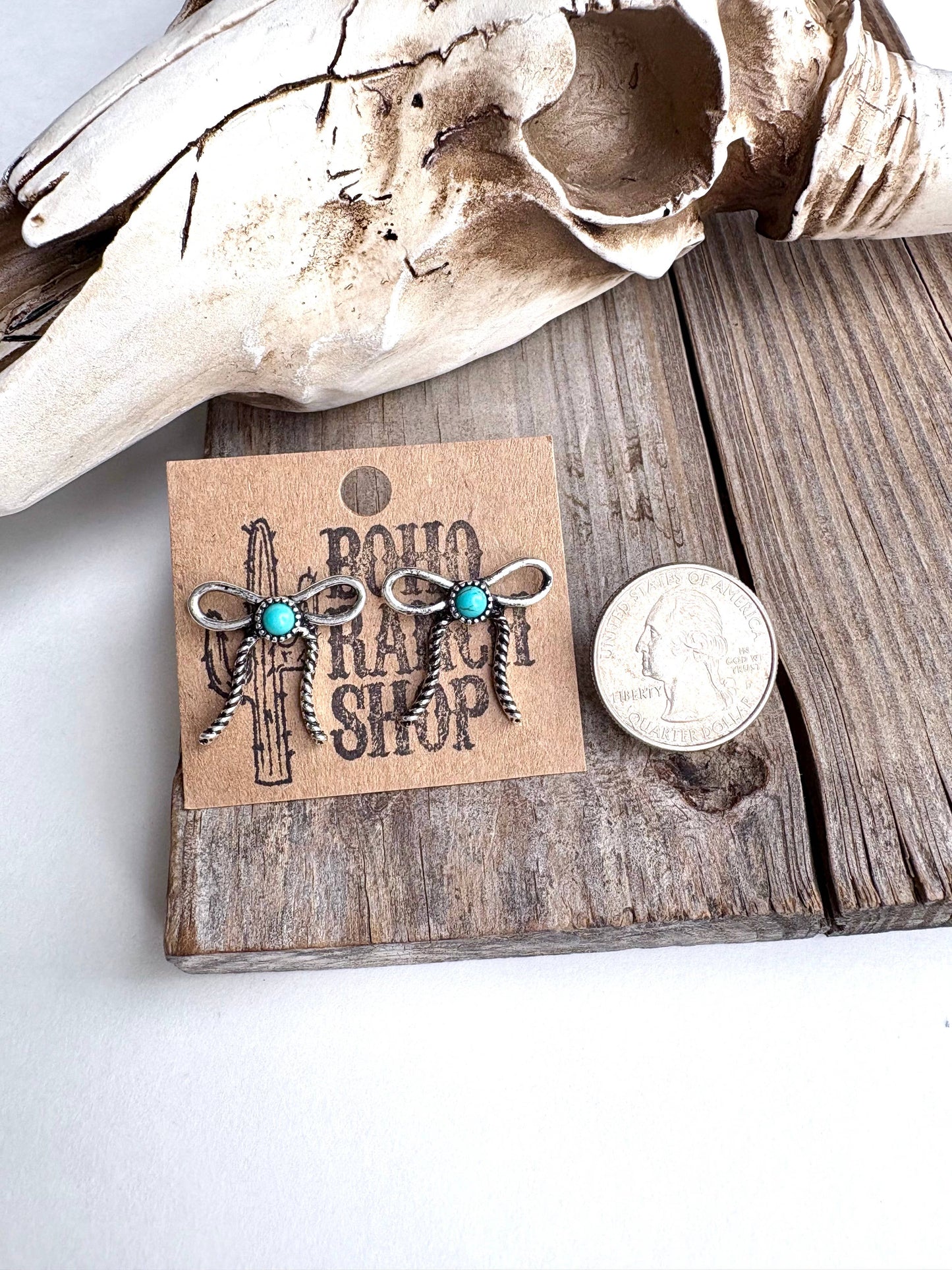 Coquette Bow Stone Stud Earrings