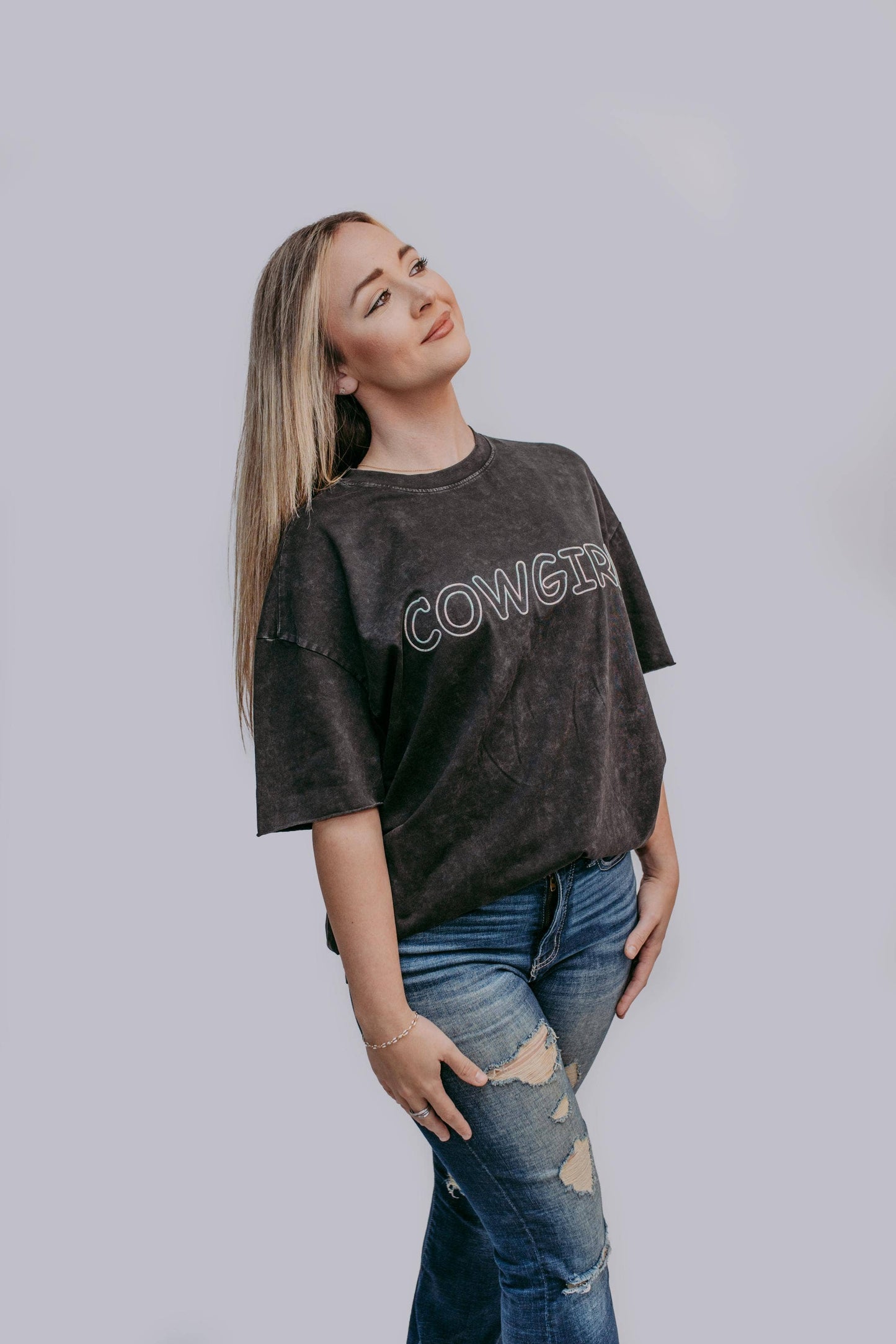 MK305 COWGIRL Embellished Mineral Washed Tee