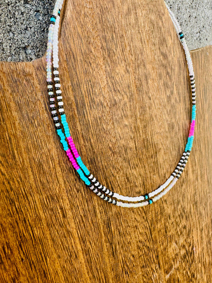 90s Neon Choker/Seed Bead Choker/Small Choker/Western