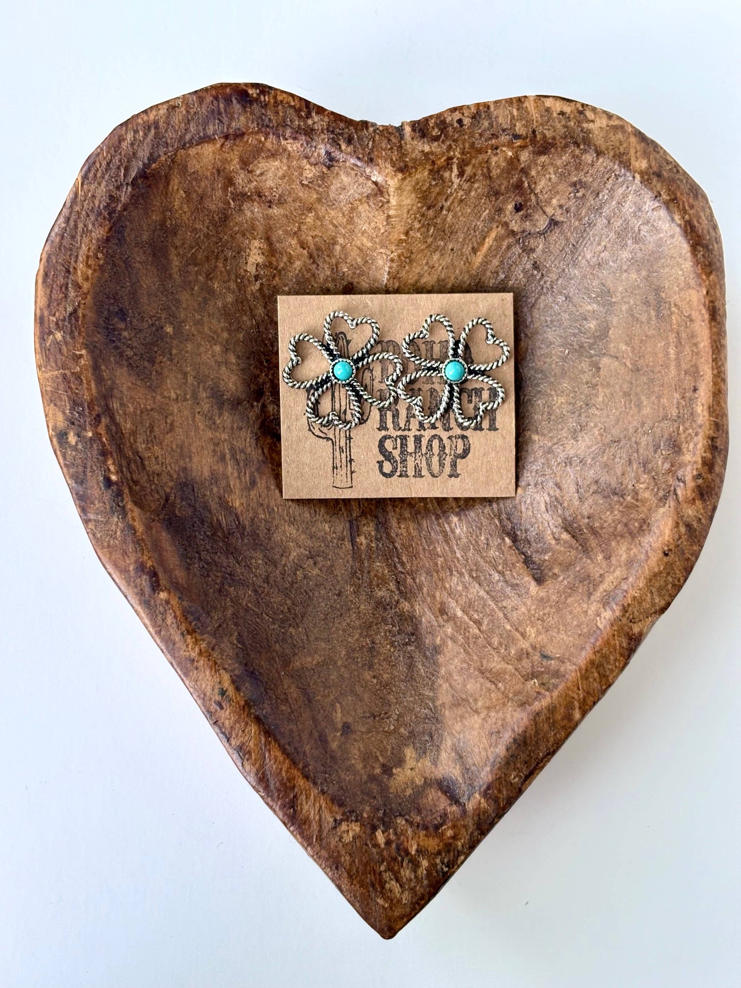 Clover with Stone Stud Earrings