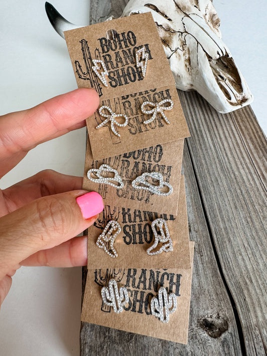 Cut Out Paved Stud Earrings