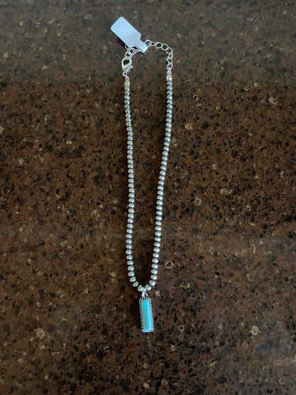 4mm Navajo Style Pearl with Bar Pendant Choker