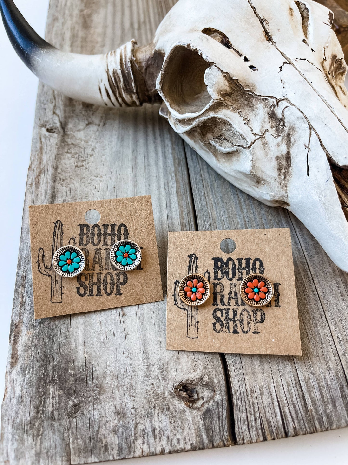 Flower Round Stud Earrings