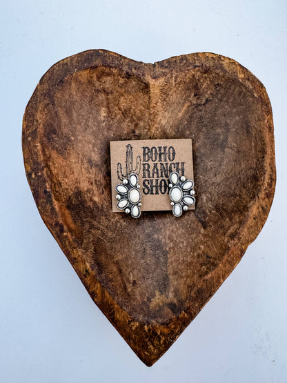 Oval Stone Stud Earrings