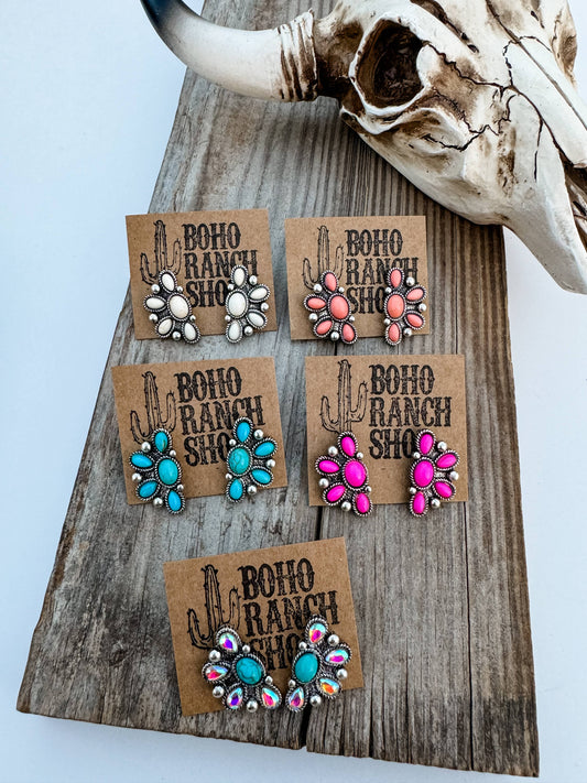 Oval Stone Stud Earrings