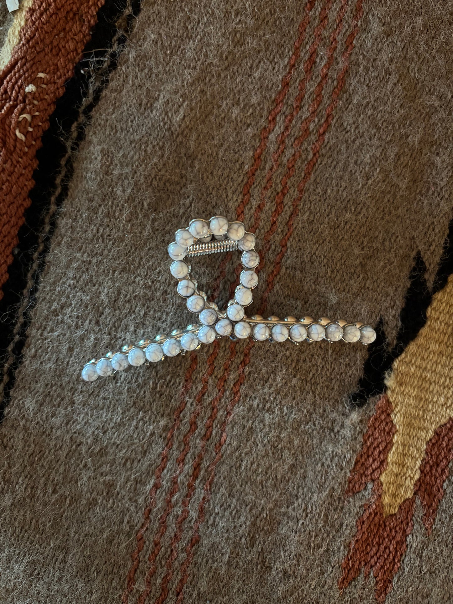 White Stone Claw Clip