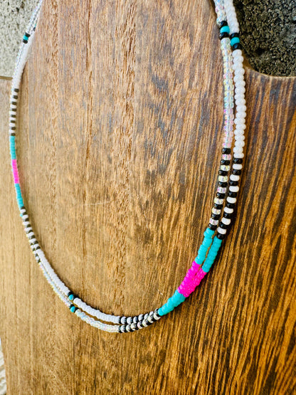 90s Neon Choker/Seed Bead Choker/Small Choker/Western