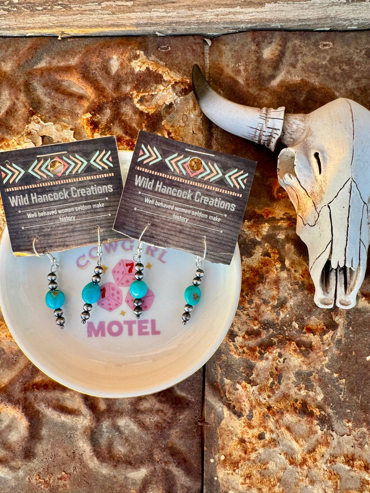 Genuine turquoise Earrings/Navajo Pearl Earrings/Boho