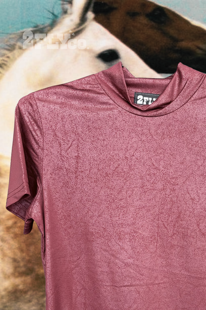 LEATHER FEELZ TOP *BURGUNDY