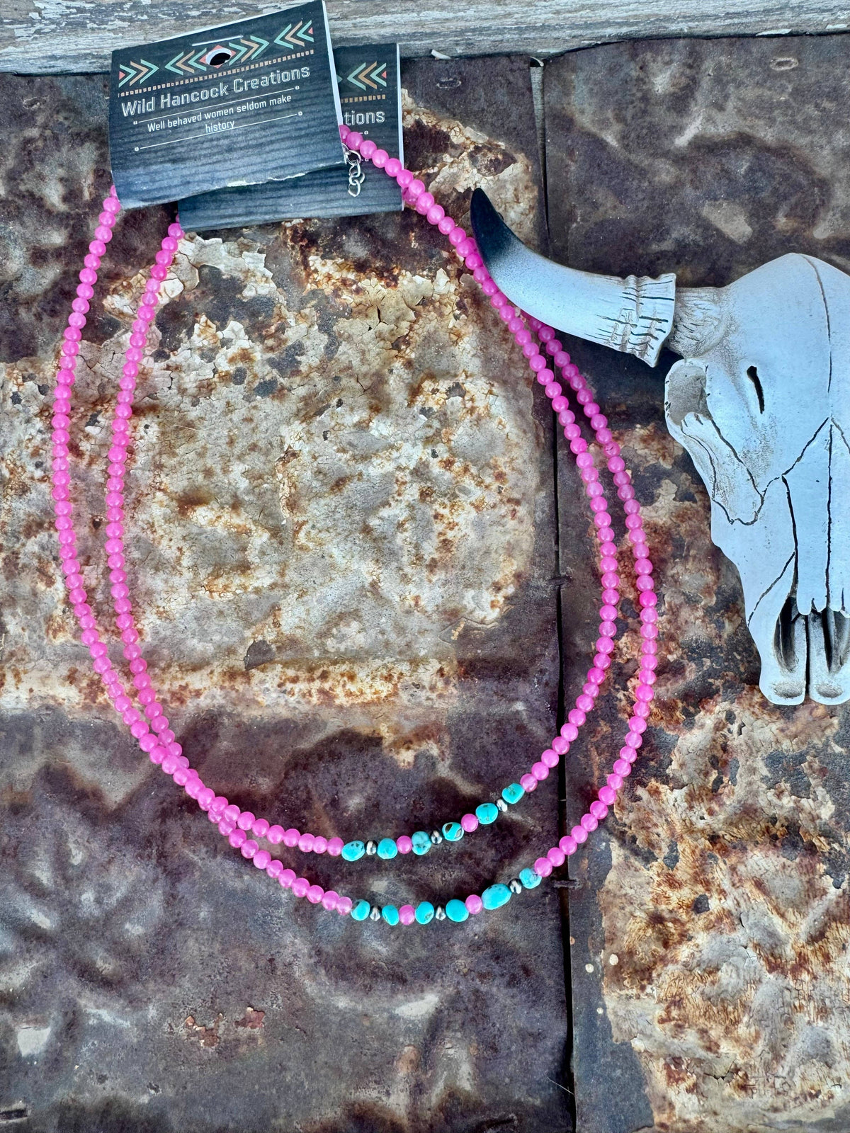 Pink Choker with Turquoise & Navajo Pearls/Western Choker