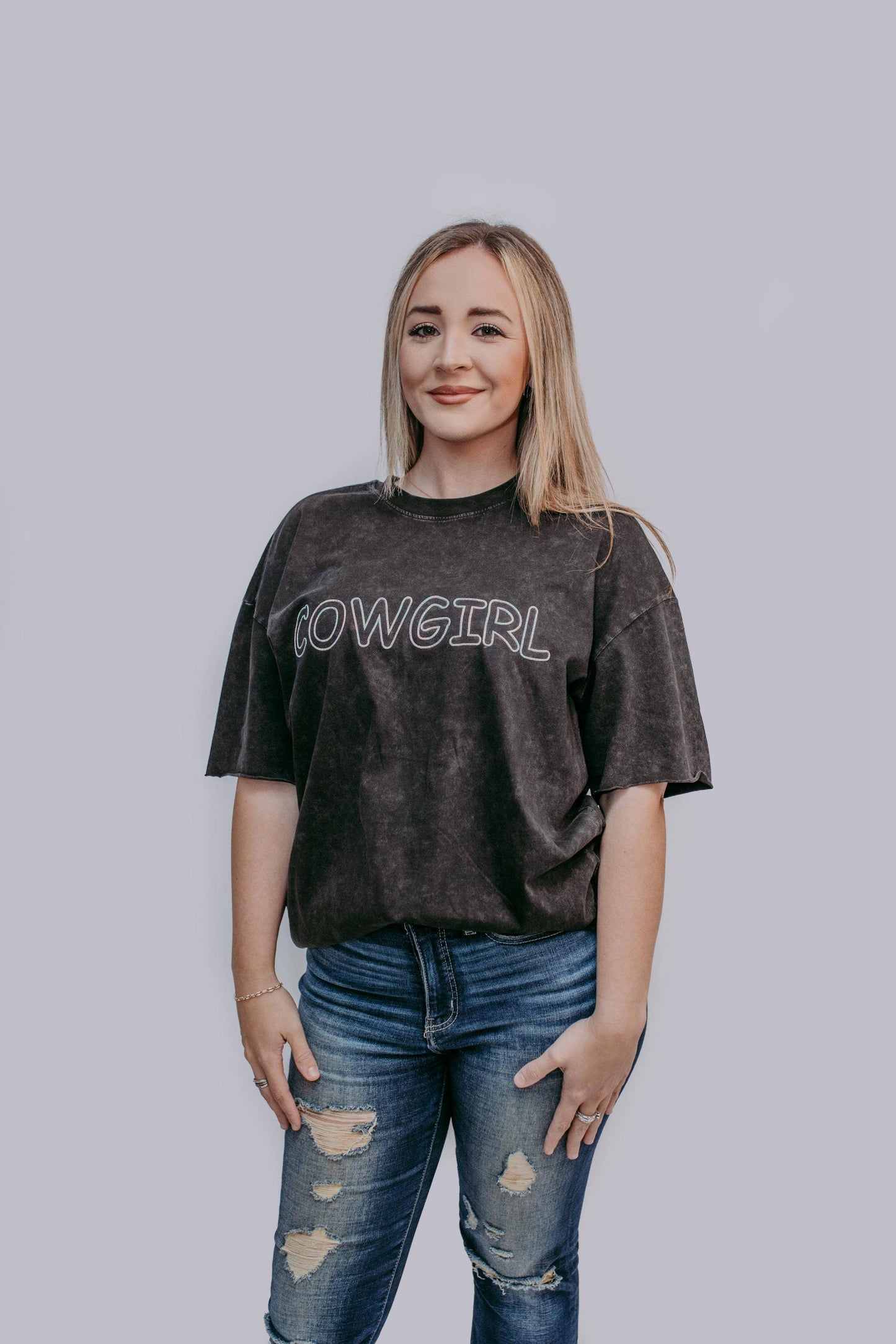 MK305 COWGIRL Embellished Mineral Washed Tee