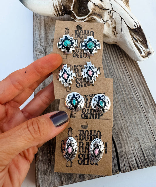Aztec Post Earrings