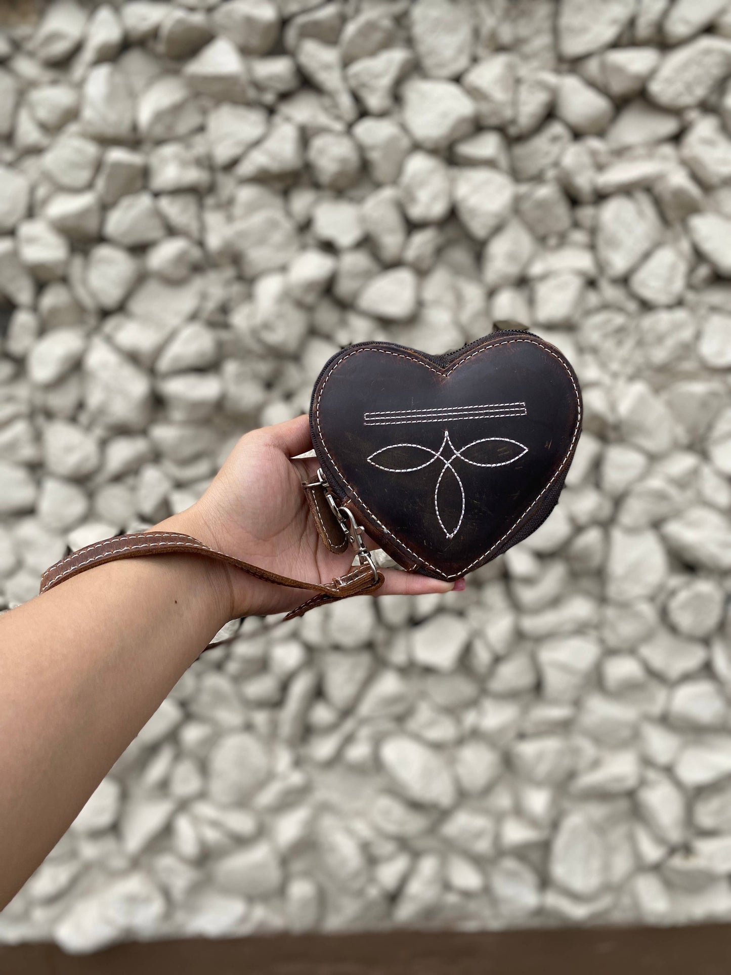 Heart Shaped Vintage Leather wristlet