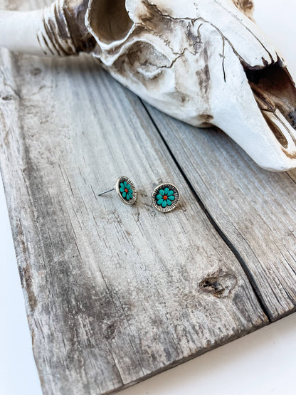 Flower Round Stud Earrings