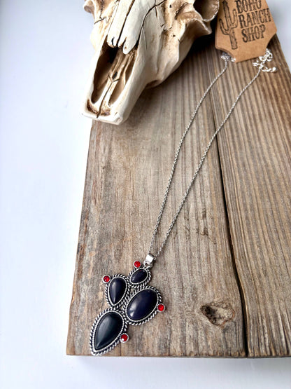Cactus Stone Pendant Necklace