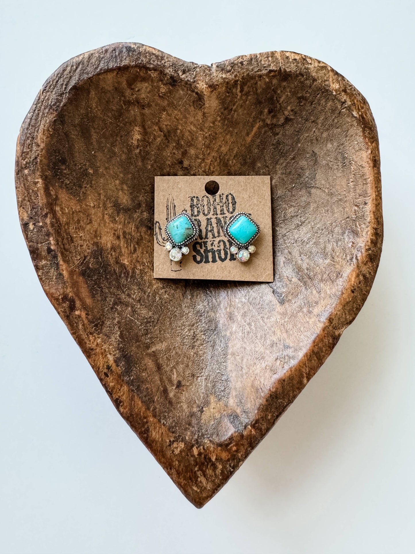 Diamond Shape Stone Stud Earrings