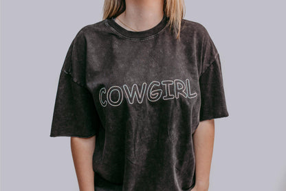 MK305 COWGIRL Embellished Mineral Washed Tee