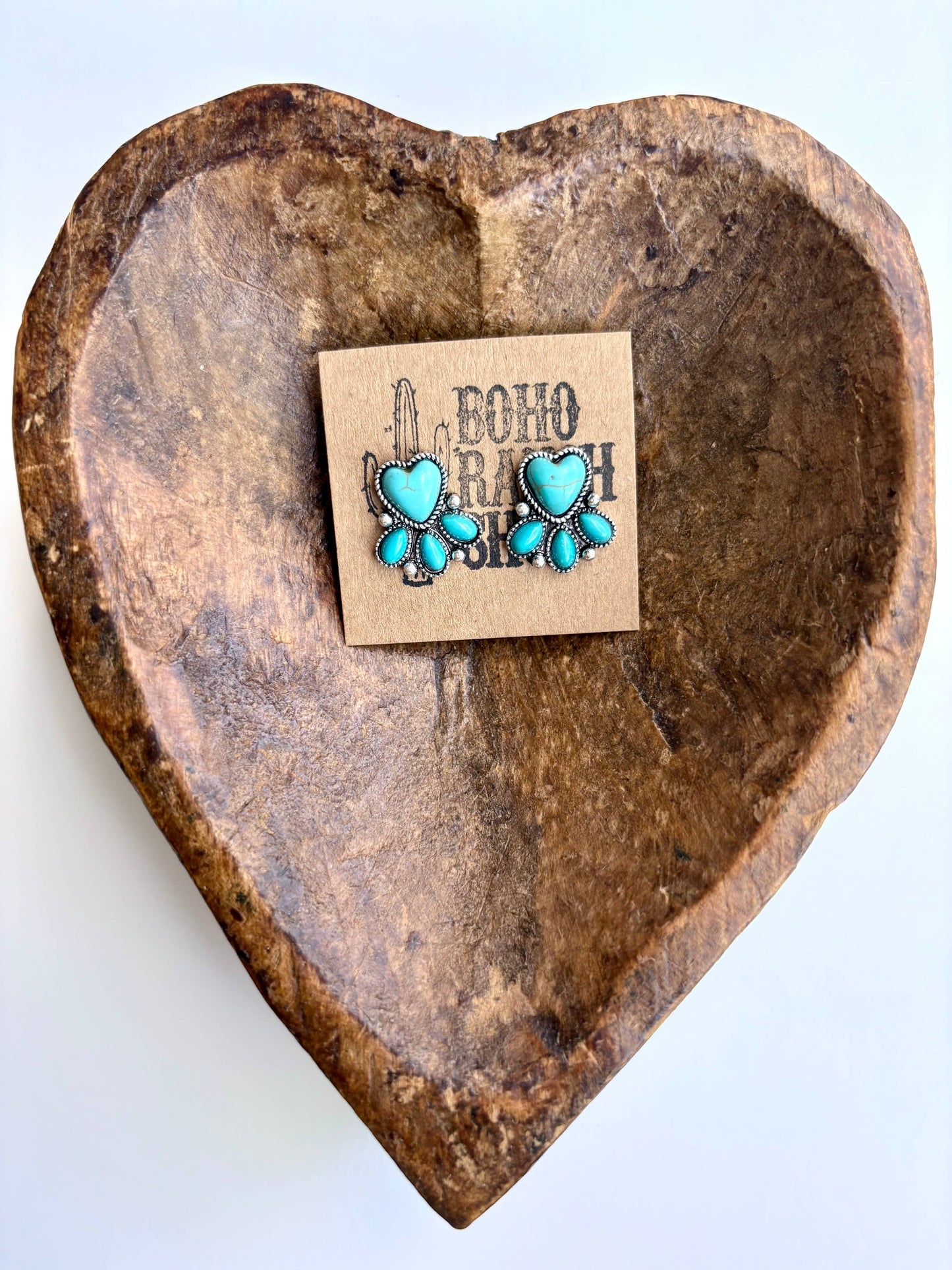 Heart Stone Stud Earrings