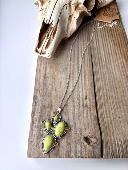 Cactus Stone Pendant Necklace