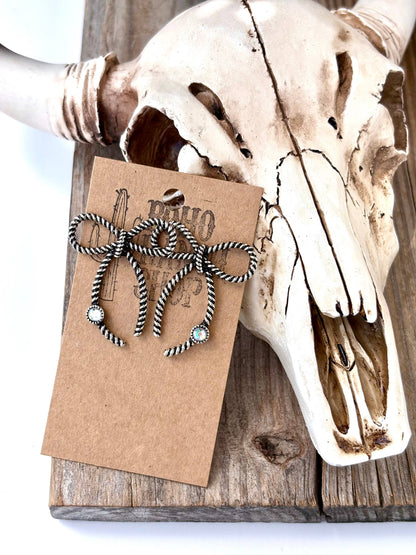 Coquette Bow with Stone Stud Earrings