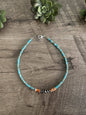 Vibrant Choker - Sterling Silver Pearls and Spiny Orange on Turquoise Veracite