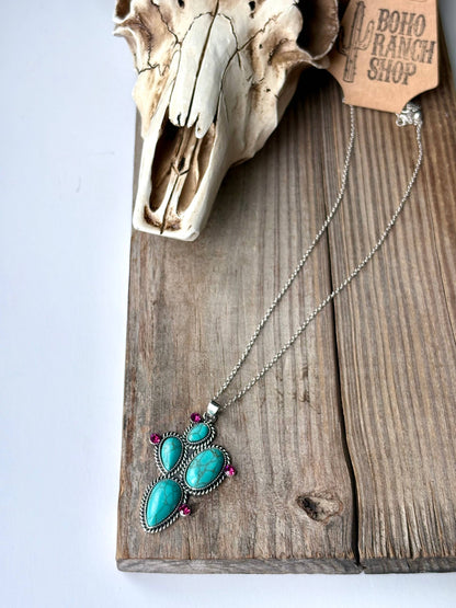 Cactus Stone Pendant Necklace