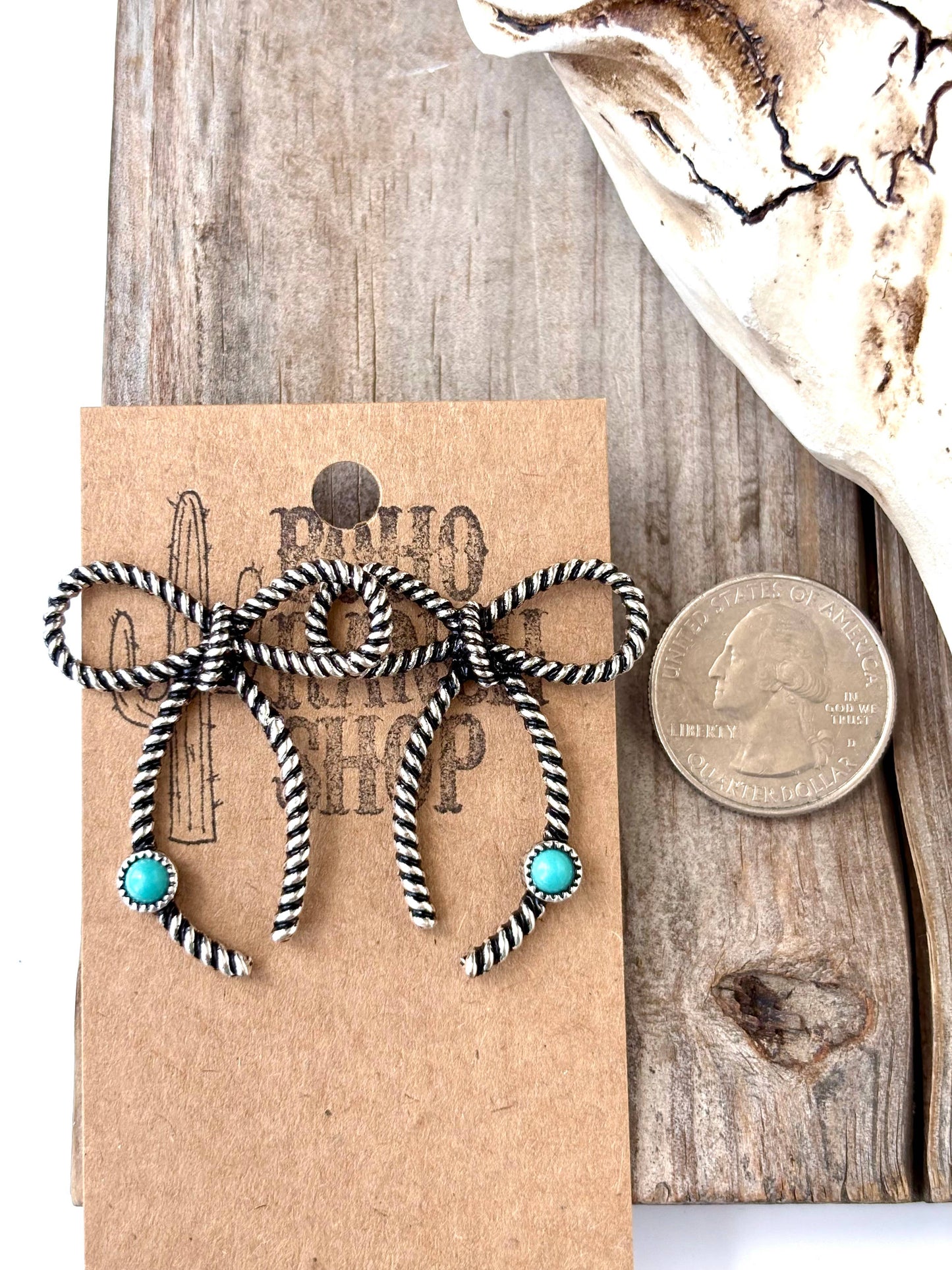 Coquette Bow with Stone Stud Earrings