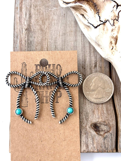 Coquette Bow with Stone Stud Earrings