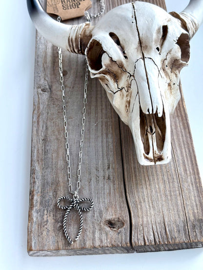 Coquette Bow, Ribbon Pendant Chain Necklace