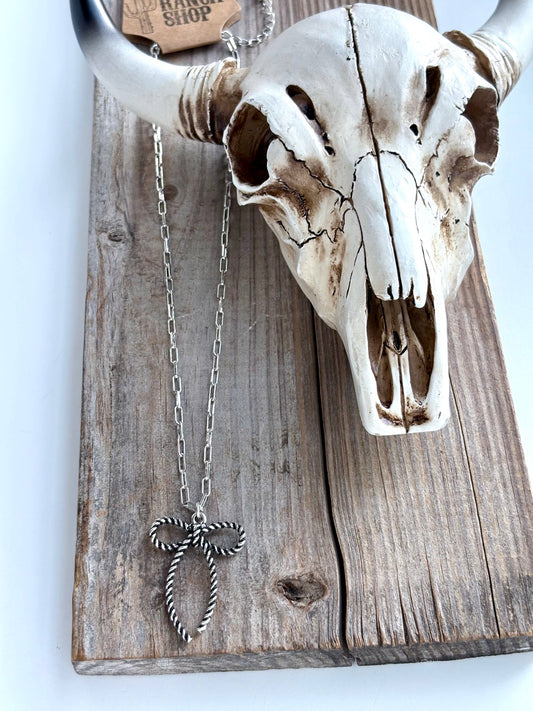 Coquette Bow, Ribbon Pendant Chain Necklace
