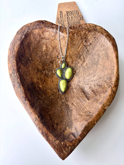 Cactus Stone Pendant Necklace