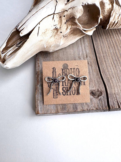 Coquette Bow Stone Stud Earrings