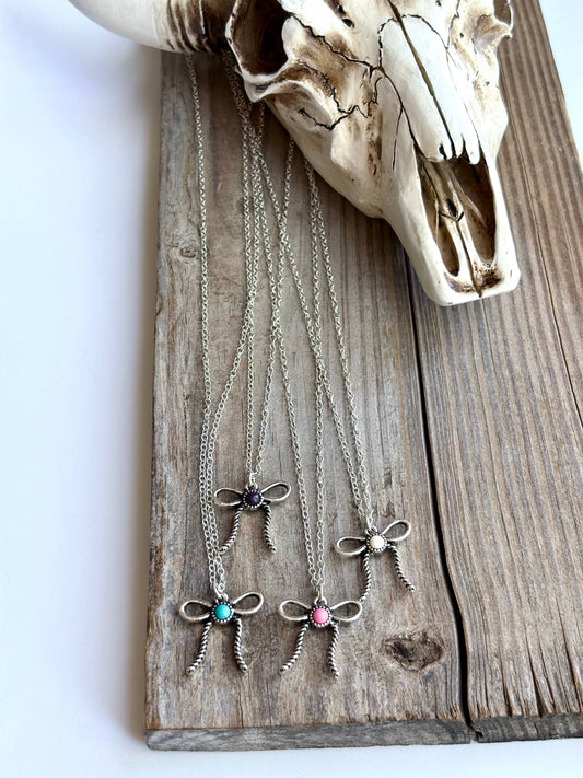 Coquette Bow Pendant Chain Necklace