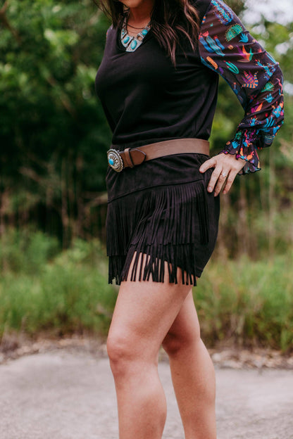 MK394 Susie V Neck Mesh Long Sleeve Top