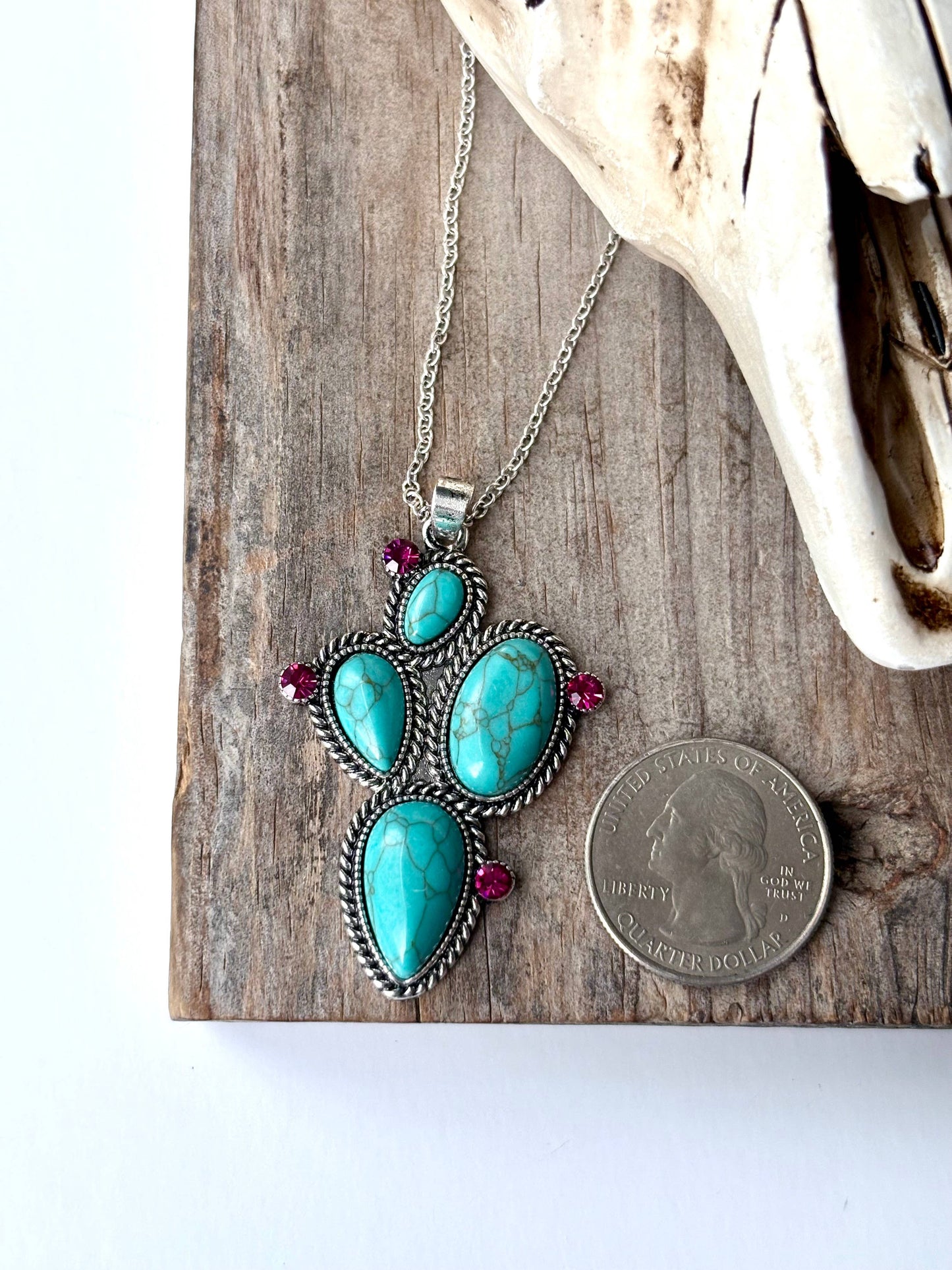 Cactus Stone Pendant Necklace