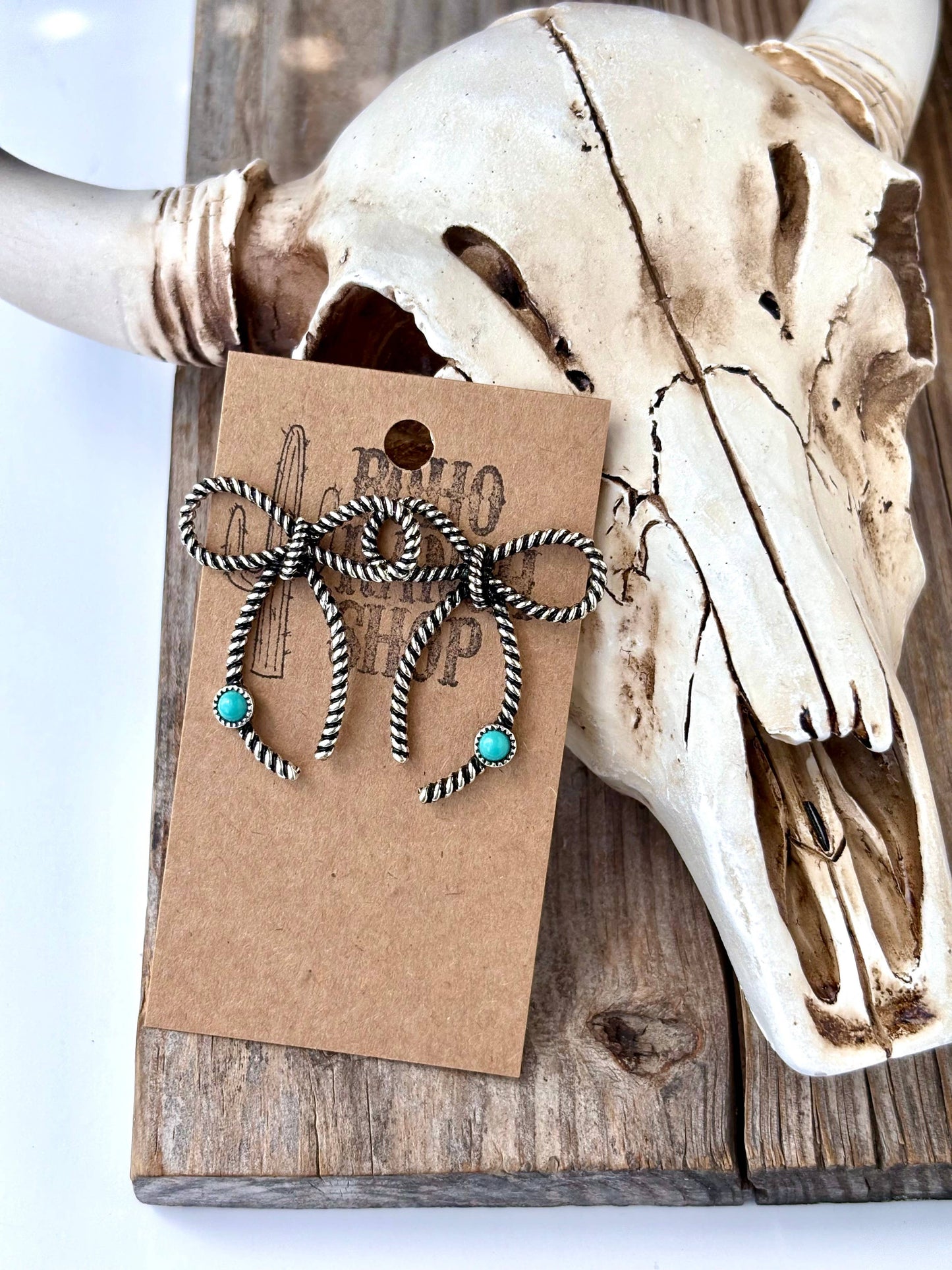 Coquette Bow with Stone Stud Earrings