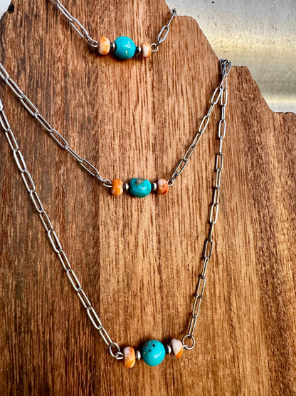 Turquoise Spiny Oyster Chokers/Western Choker/Navajo Pearl