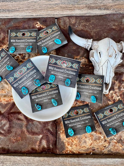 Kingman Turquoise Stud Earrings/Nugget Earrings/Western Stud