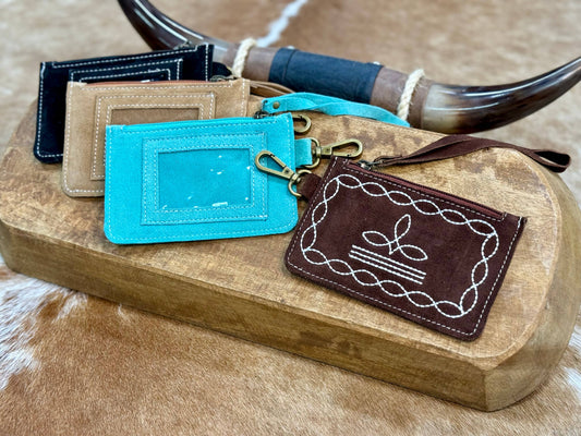 Boot Stitch Card Holder with Snap-on Clip