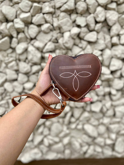 Heart Shaped Vintage Leather wristlet