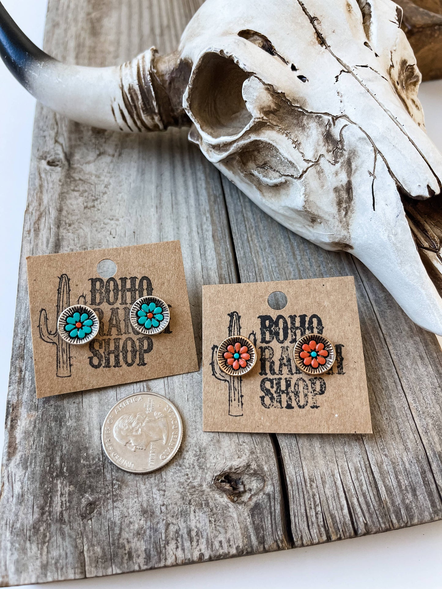 Flower Round Stud Earrings