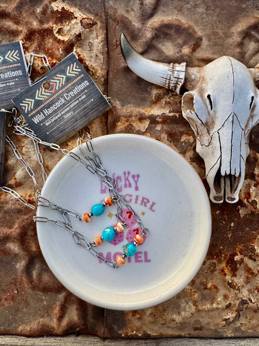 Turquoise Spiny Oyster & Navajo Pearl Choker