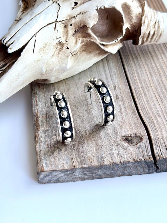 Studded Open Hoop Earrings