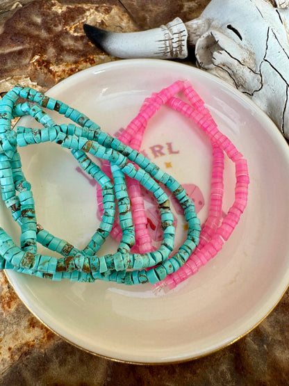 Faux Turquoise Bracelet/Pink Stacker Bracelet/Western Boho