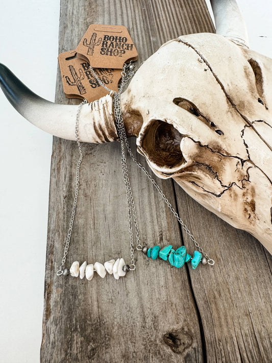 Bar Chip Stone Necklace -
